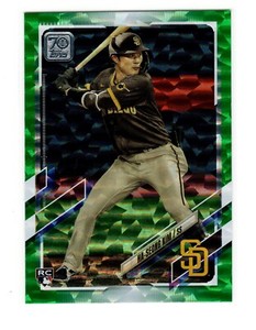 Ha-Seong Kim RC 2021 Topps S2 #398 1st RC Green Foil Refractors #/499 ROY Padres