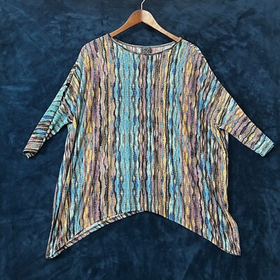 Clara Sun Woo Artsy Top Size M Ripple Stripe 90's Stretchy Asymmetrical Slouchy