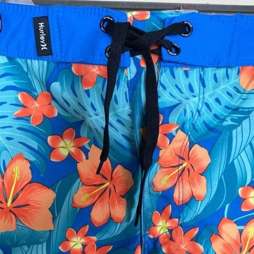 Hurley Phantom Board Shorts Boy's size 18/29 Turquoise Tropical Floral Hibiscus - Picture 3 of 7