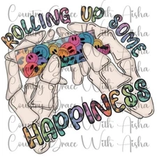 Sublimation Transfer Print Rolling Up Happiness Ready To Press Heat Transfer