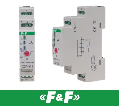 F&F CZF-311 Phasenüberwachungsrelais 3x 400V + N 1x NO/NC Fade-Sensorkontakt