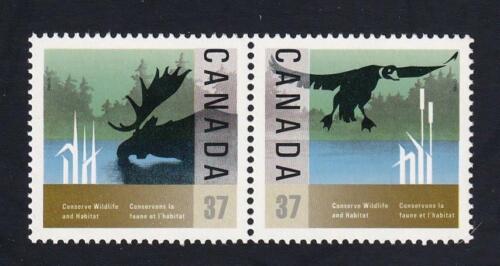 Canada 1988 Duck Moose 37¢ Wildlife, MNH horizontal se-tenant pair, sc#1205a - Picture 1 of 1