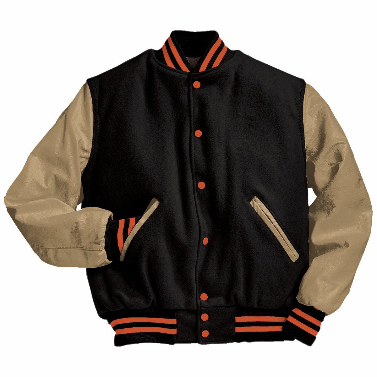 Holloway Melton Wool 24 oz. Varsity Jacket With Genuine Leather