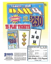 Pull Tab Ticket - Hard Card - Game - Diamond Dab 4 - 392 ct