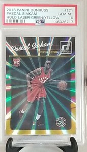  16'-17' Pascal Siakam Green And Yellow Laser Panini  Donruss Rookie PSA 10