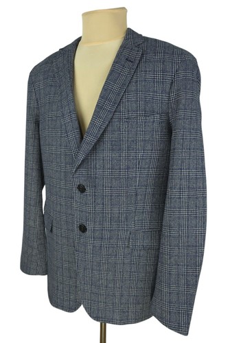 Gant Mens Blue Wool Check Blazer Jacket Size EU 58 / US 48 (3XL) - Picture 5 of 14