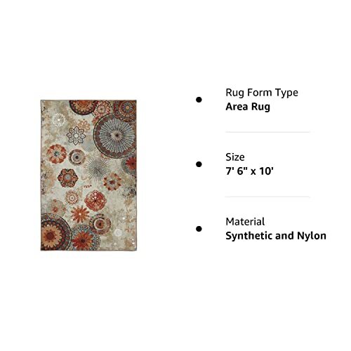 Alexa Ornamental Floral Medallion 7' 6" x 10' Area Rug Perfect for