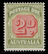AUSTRALIA GVI SG D114, 2d carmine & green, LH MINT. Cat £26.