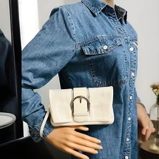 New Donald J Pliner White Leather Bifold Clutch Wristlet Wallet w/ Buckle Detail