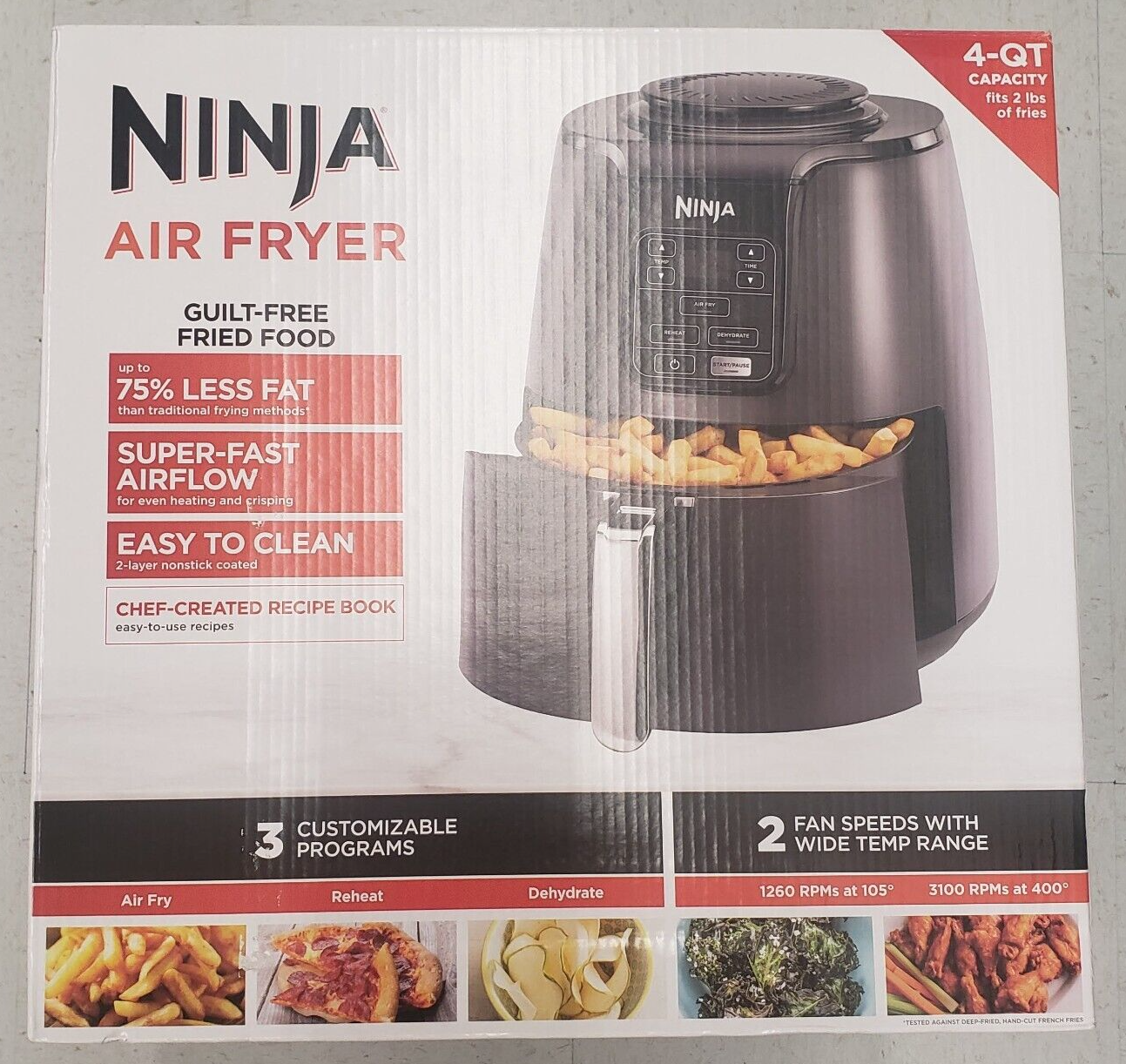 Ninja Quart Air Fryer With Reheat Dehydrate, Black, Silver,, 54% OFF