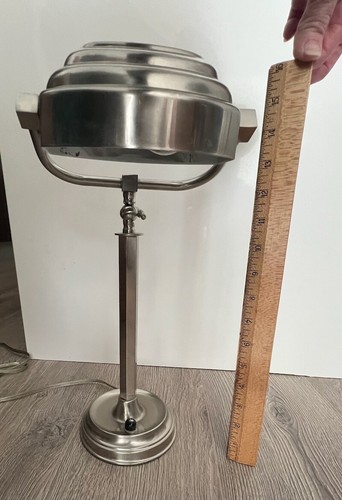 Vintage Rare Levinger Well Read Banker Style Desk Lamp Brushed Nickle Finish - Picture 13 of 13