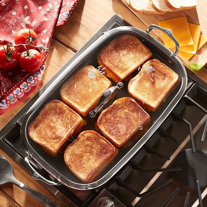 Princess House Double Burner Griddle, Nonstick & Stainless Princess House Double Burner Griddle, Nonstick & Stainless