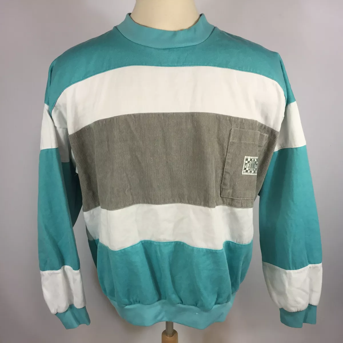 Rare Vtg 80s 90s Grunge Surf Skate Ski BB Color Block Corduroy Sweatshirt  Tee