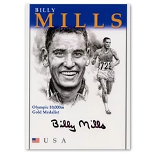 Billy Mills Autographed Card - Olympic 10K Gold - Running Past Signature Series