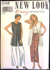 UC Size 8-18 B 31 1/2 -40 Easy Top Skirt Pants New Look 6168 Pattern Vtg