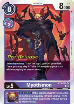 myotismon digimon card [Foil] #BT8-080 Prices | New Awakening Rare single card from the Digimon Trading Card Games Sinister Order series. BT8] Myotismon w/ Purple Toolkit