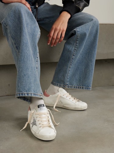 Zapatilla Golden Goose Superstar Cuero Blanco/Rosa/Plateado Brillo 37 Nueva En Caja - Imagen 2 de 12