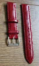 16mm VINTAGE APOLLO LEATHER CROCODILE GRAIN CLARET WATCH STRAP SILVER BUCKLE..