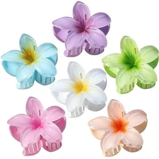 Sisiaipu Hawaiian Flower Hair Clips for Women  Pack Flower Hair Claw Clips Plum