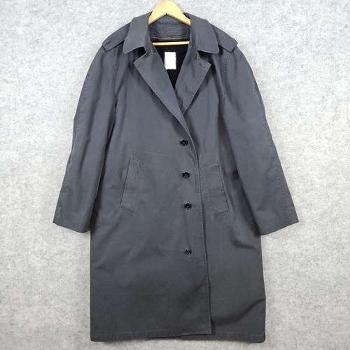 Vintage Men's Charcoal Gray Trench Coat Size 44R HEAVY Removable Fleece Liner - Picture 10 of 11