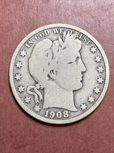 1908 Barber Silver Half Dollar - Good / Almost Good Details