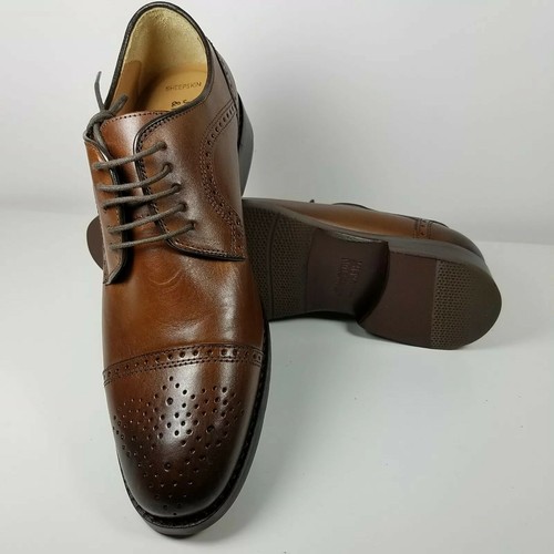 Johnston & Murphy Mens shoes oxfords Halford brown leather Cap-Toe sz 8 new - Picture 6 of 6