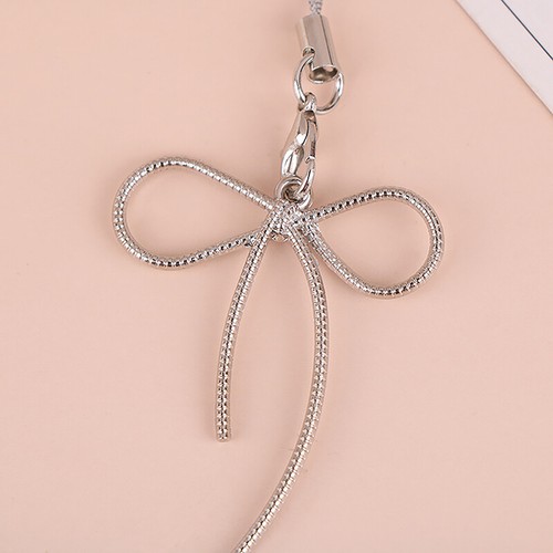 Y2K Korean Bow Mobile Phone Chain Simple Silver Color Bowknot Phone LanyarUG - 第 5/11 張圖片