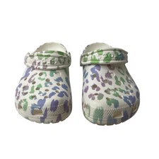 CROCS White Pastel Tie Dyed Leopard Print Size J 1 Out of This World