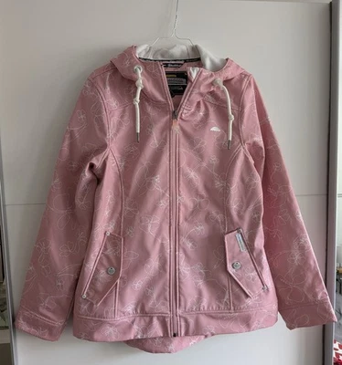 Schmuddelwedda Regenjacke Damen L Rosa Blumen Kapuze Outdoor - Bild 1 von 3