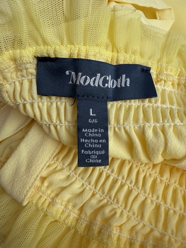 Modcloth Amarillo Verano Solero Acampanado Calado Talla Grande Correas de Corbata - Imagen 16 de 19