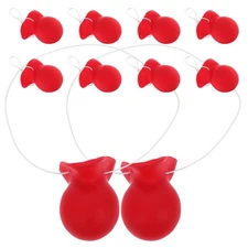10 Pcs Red Clown Nose Rubber Costume Accessories Elastic Band for Party Cosplay