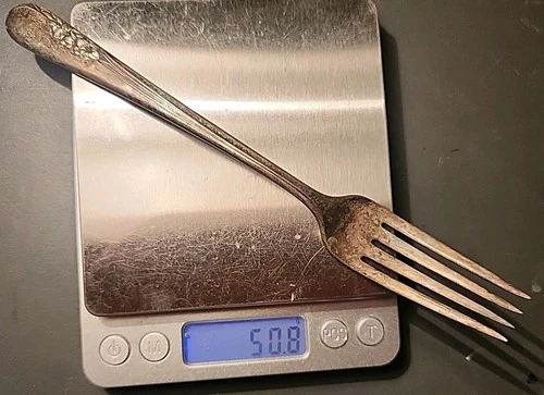 ANTIQUE INTERNATIONAL BLOSSOM TIME STERLING SILVER FORK 50.8g