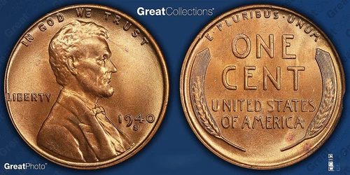 SCARCE 1940-S Lincoln Wheat Cent DDO Die 2 DDR Die 4 ANACS MS-65 Red Old Holder