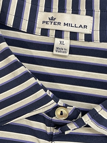 Peter Millar Summer Comfort Multicolor Striped Polo Shirt Mens Size XL SEE LOGO - Picture 2 of 4