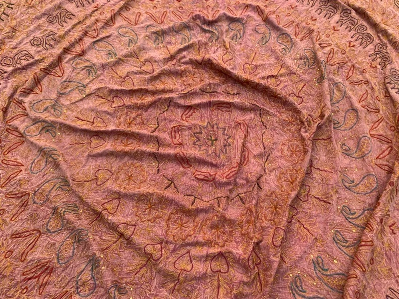 7x8 ft Antique Handmade Uzbek Bedsheet Decorative Bedspread textile 260x215 cm - Image 3 of 4