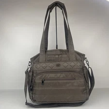 Lug Windjammer Quilted Tote Brown Travel Shoulder Bag Crossbody Double Handle