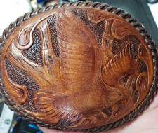 Leather Eagle Embossed Tooled Belt Buckle Valentine Gift Vintage
