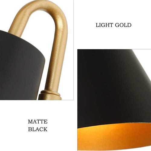 Zevni 1-Light Modern Black Gold Swing Arm Wall Sconce Plug-In or Hardwire - Picture 5 of 14