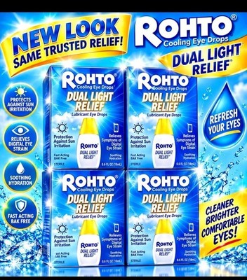 4× Rohto Dual Light Relief Cooling Eye Drops Digital Eye Strain 0.6