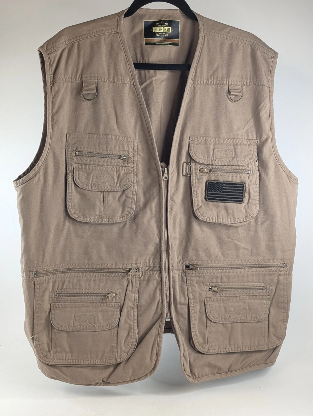 Guide Gear Tactical Vest Mens 2XL Tan Canvas Cotton Hunting Fishing