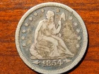 1854 USA LIBERTY SEATED QUARTER DOLLAR, 412K mintage