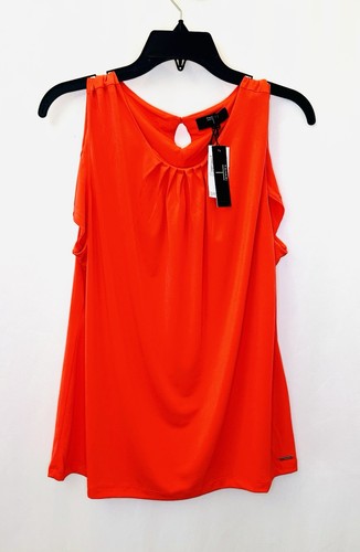 Neu mit Etikett Tahari Damen ärmelloses Blusentop Größe XL – mohnrot – TH51115