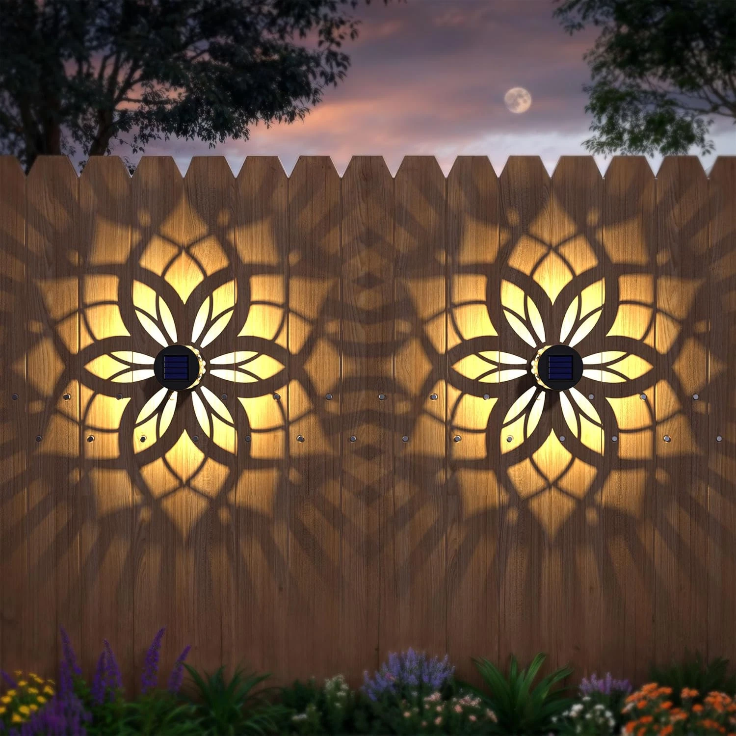 2 Pack Solar Fence Lights Metal Solar Powered Outdoor Wall Deck Step Lights Mand