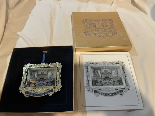 Neu mit Etikett 2023 Oklahoma Governors Mansion Weihnachtsschmuck mit Originalpapieren
