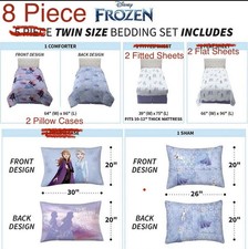 Disney Frozen 2 "Snowflake Magic" Kids Reversible Twin Bed Set 8 Piece