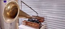 TOTALLY ORIGINAL EDISON BANNER HOME PHONOGRAPH WITH ALL BRASS HORN