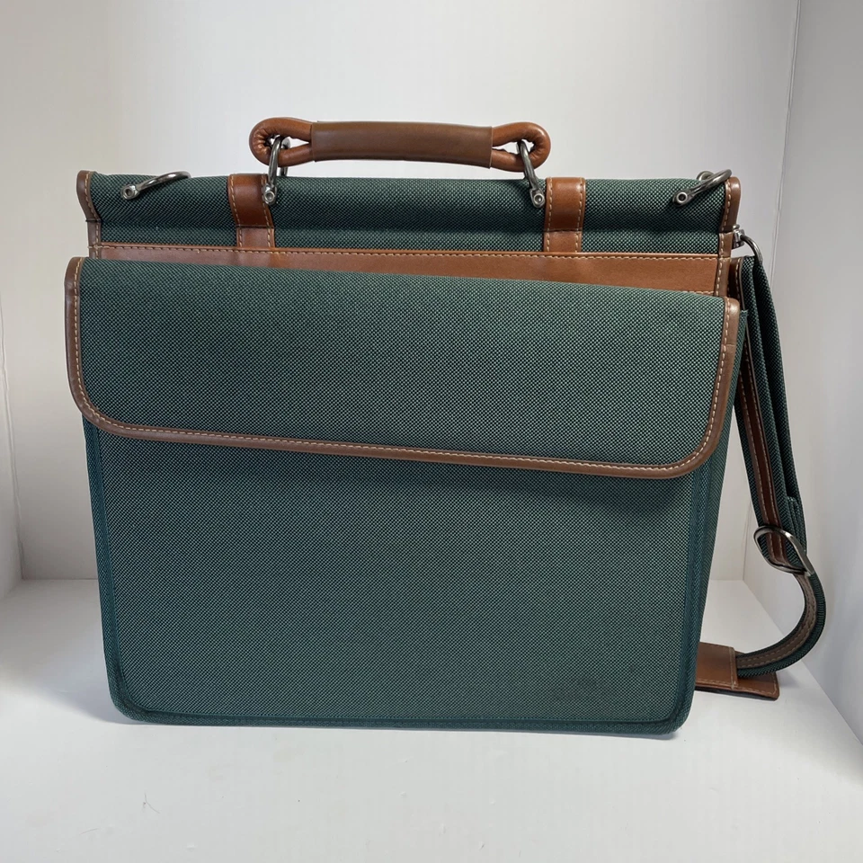 Targus Bosque Verde Lona Encerada con Maletín de Cuero Marrón Bolso para Laptop-Hombro Foto 3 de 4