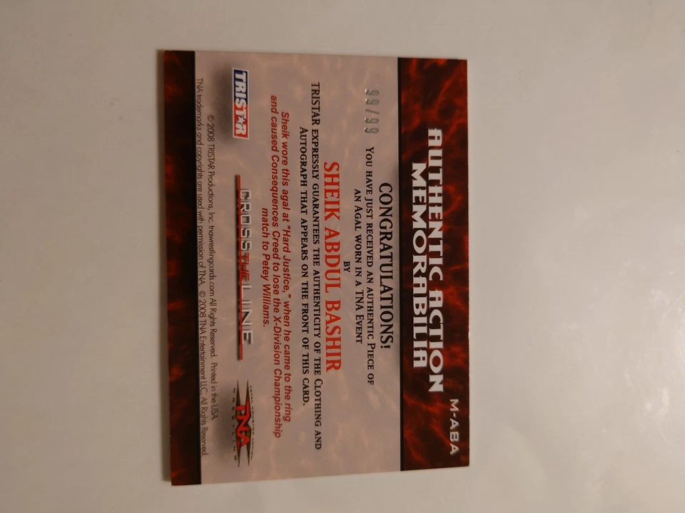 Tarjeta reliquia autografiada Sheik Abdul Bashir 2008 Tna Cross the Line TNA Impact WWE Foto 2 de 3