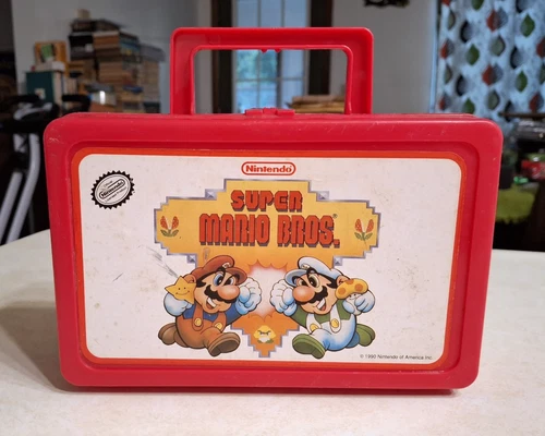 Vintage Nintendo Super Mario Bros Pencil Box Case Official 1990 Lunch Box Luigi