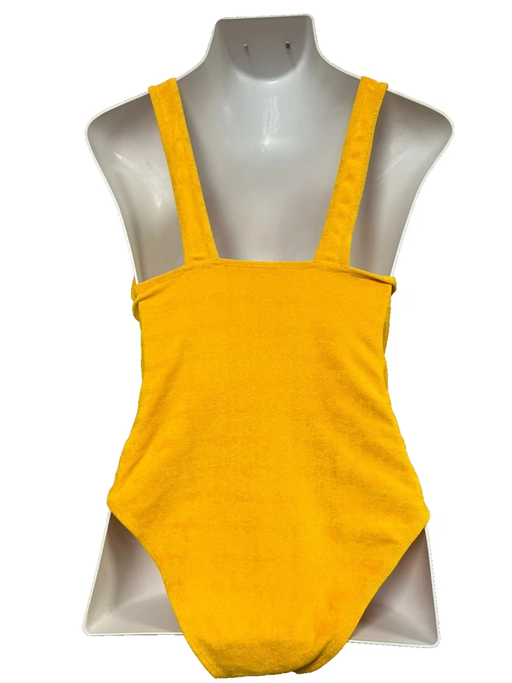 Traje de baño Juicy Couture dorado rizo triángulo de una pieza logotipo cosido metálico talla M Foto 4 de 4